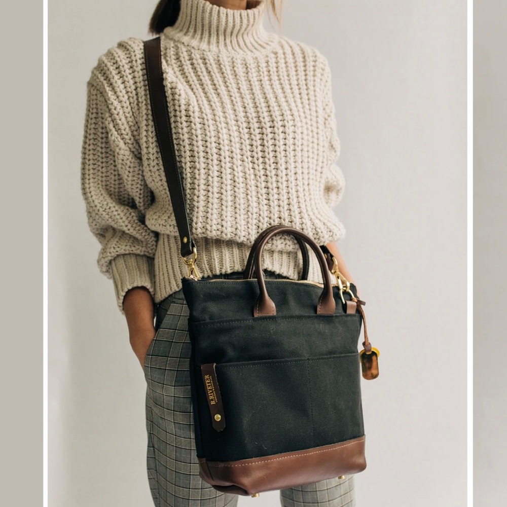 R. Riveter - Otto Signature Purple Canvas + Brown Leather Handbag